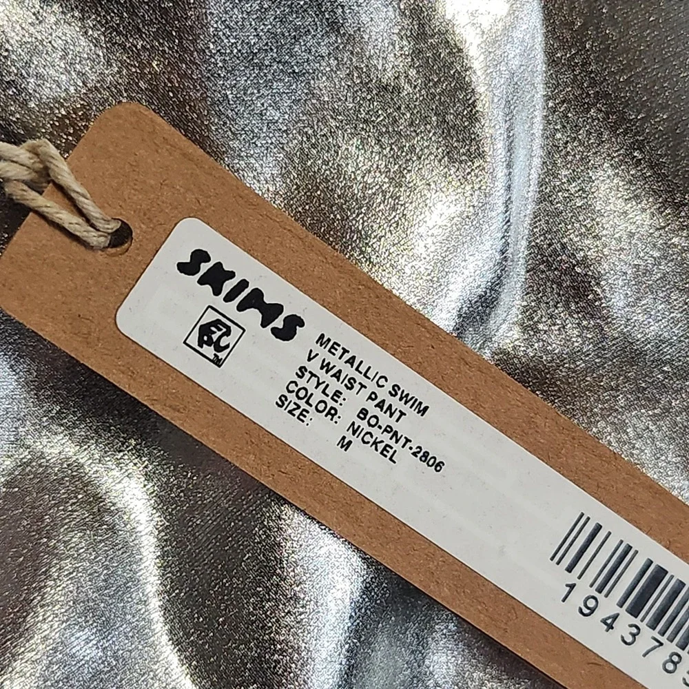 New SKIMS Metallic Swim V Waist Pant Nickel Size M NWT Medium Silver SO-PNT-2806